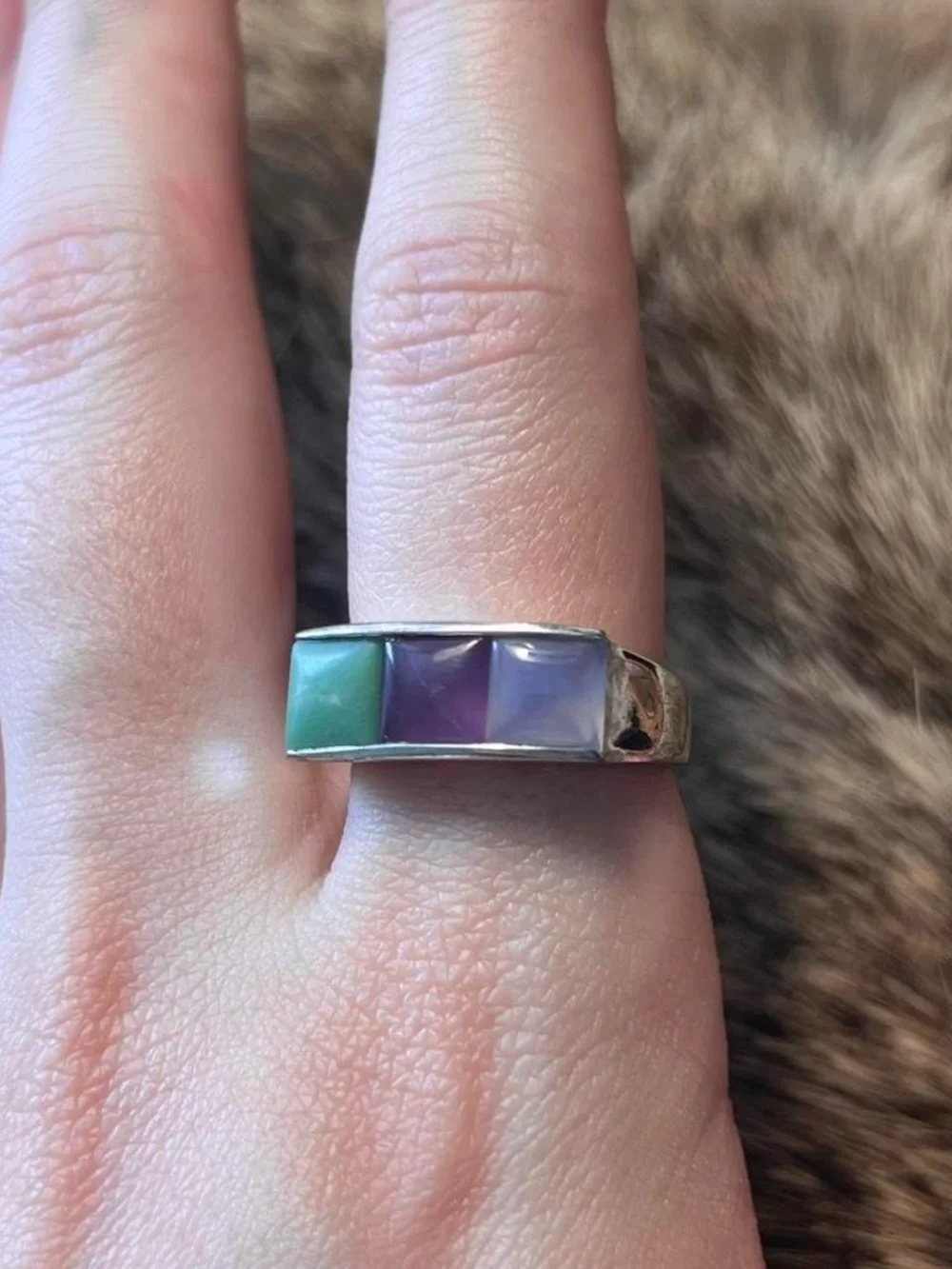 Chuck Clemency minimalist jade and amethyst ring